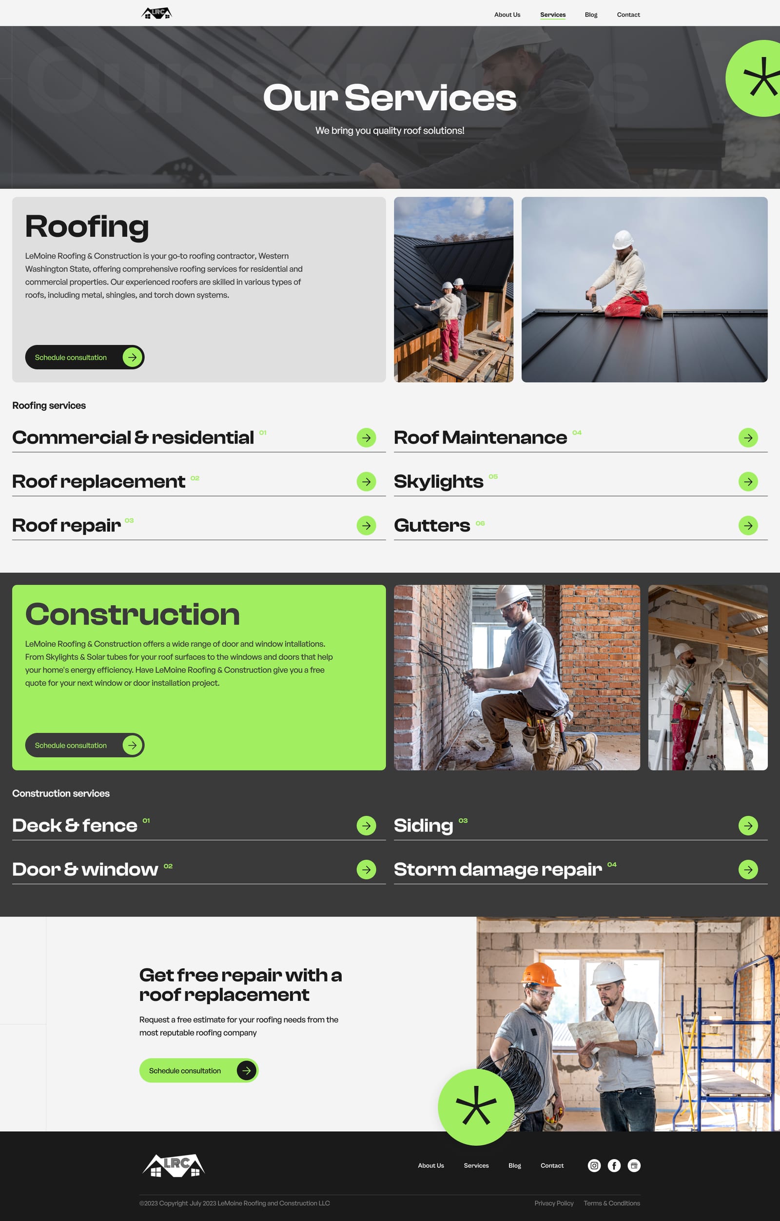 Services page