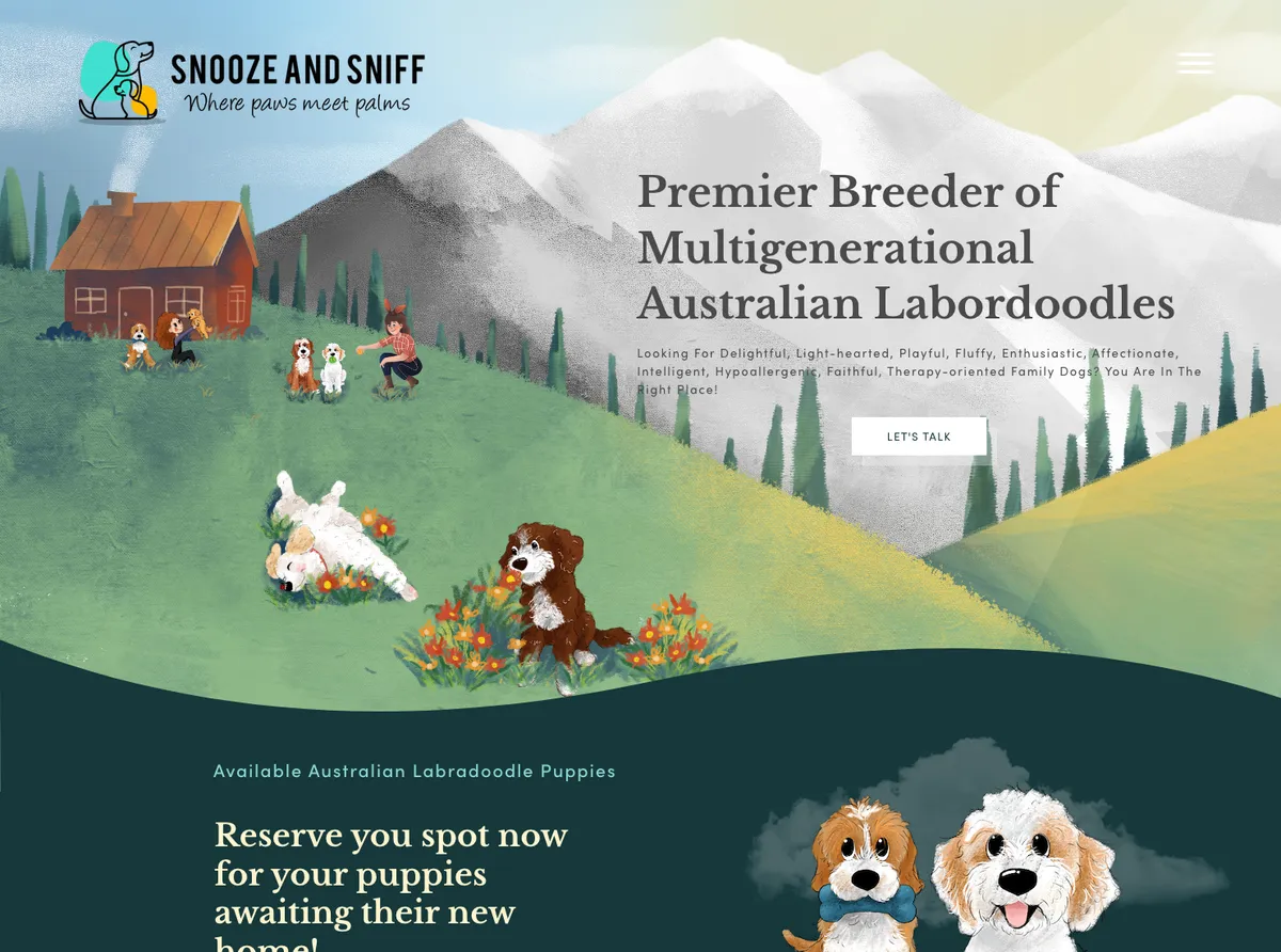 Snooze & Sniff website homepage