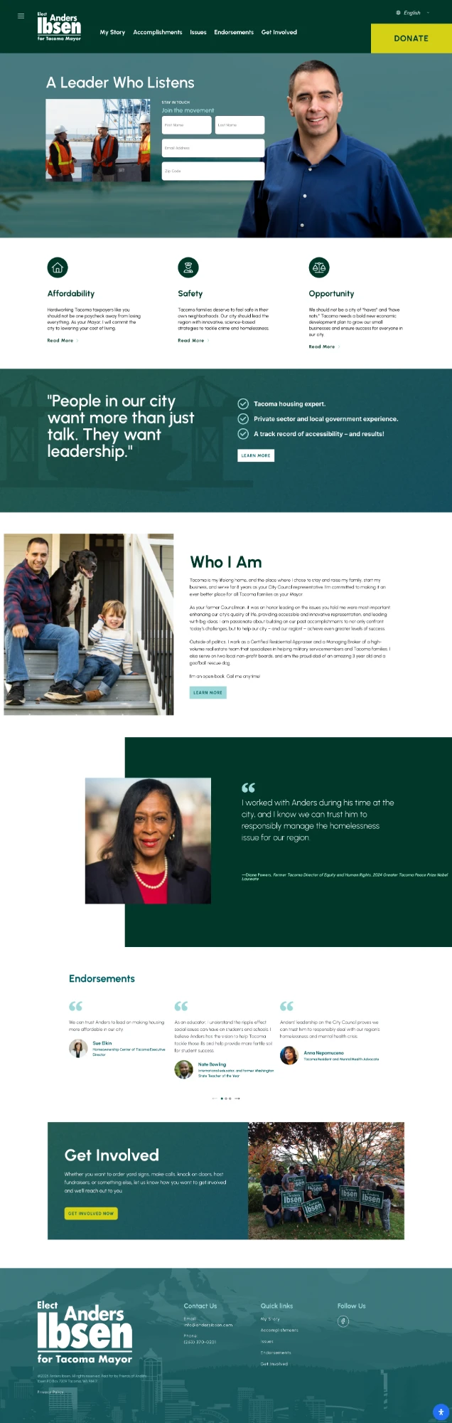 Anders Ibsen mayoral campaign site — full-page design