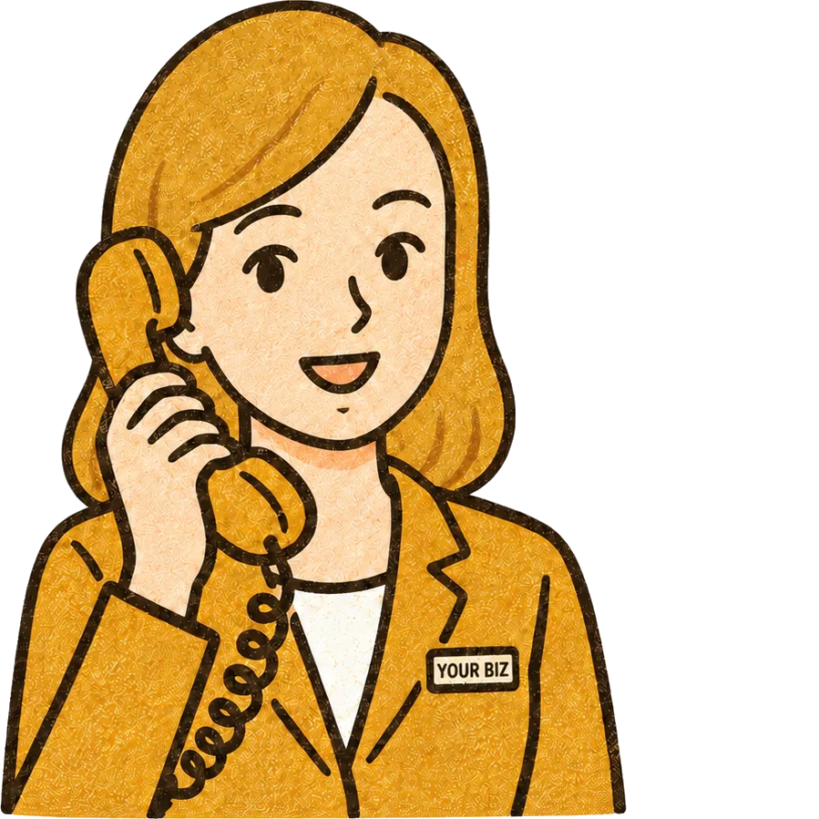 A receptionist answering a call on your behalf