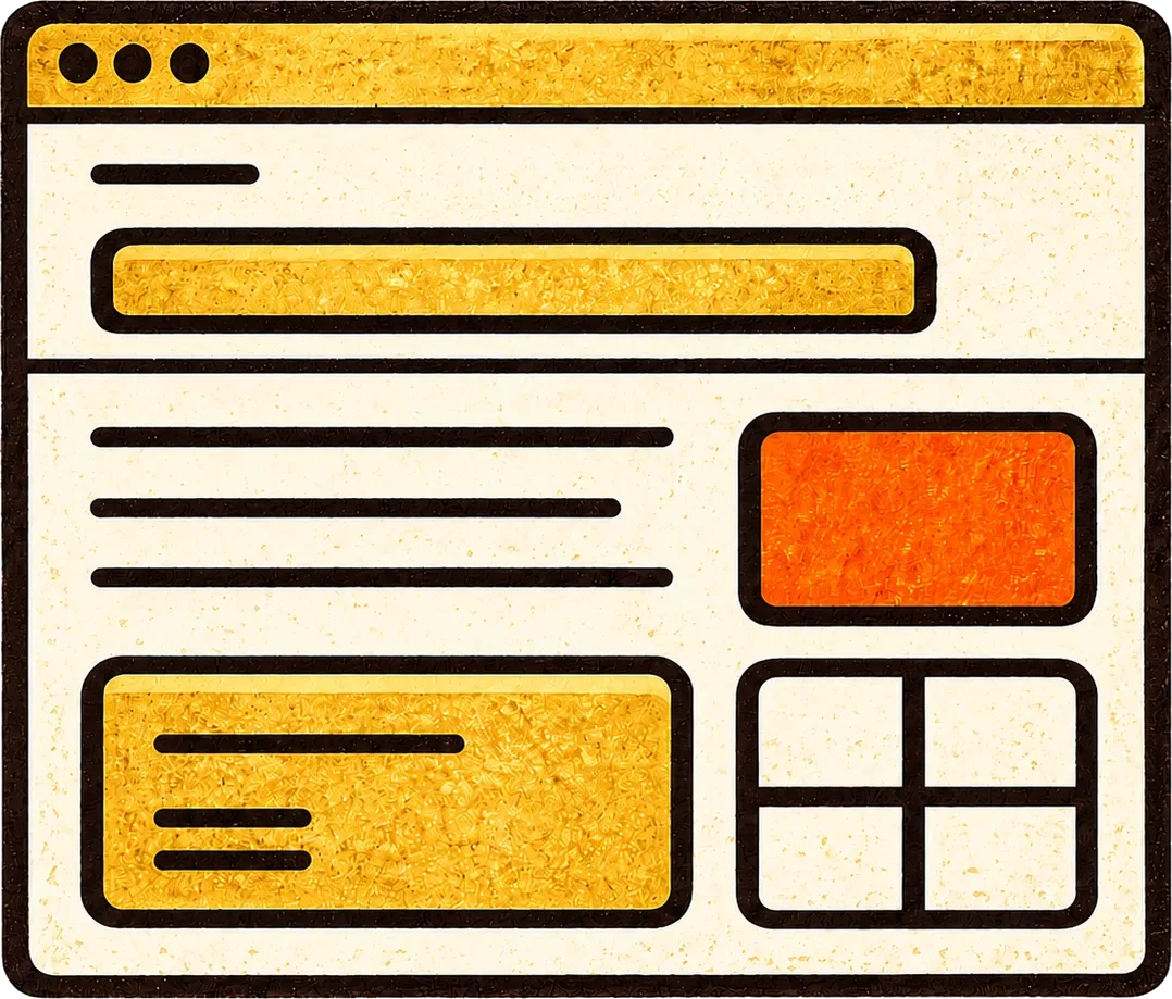A website wireframe — clear headlines and copy laid out to land in five seconds