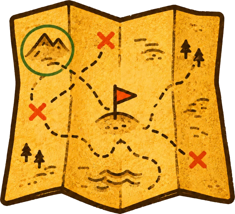 The same strategy map with the highest-value route highlighted